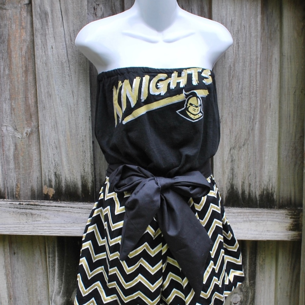 Univ of CentriVap Florida Knights Strapless Game Day Romper, Jumpsuit Sash M